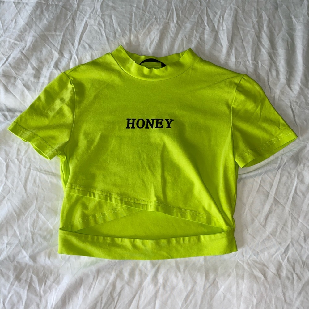 Neon Green/Yellow “Honey” crop top